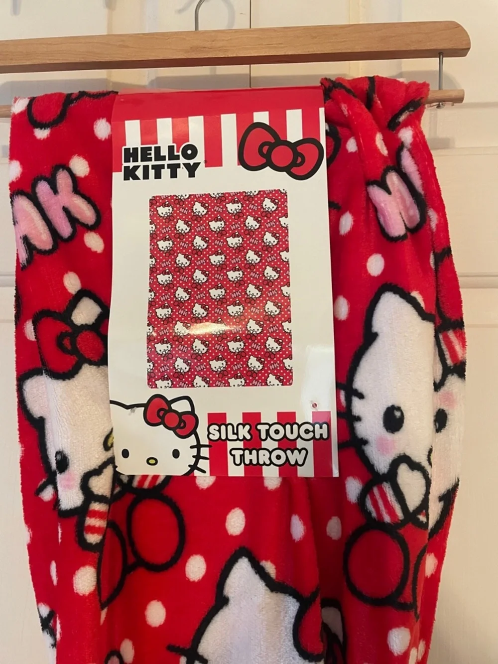 Hello Kitty Red and White Polka Dot Plush Throw